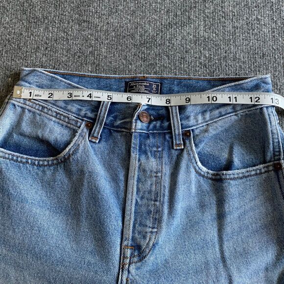 Abercrombie & Fitch High Rise Vintage Straight Jeans Sz 25 Button Fly Destroyed - Picture 13 of 16